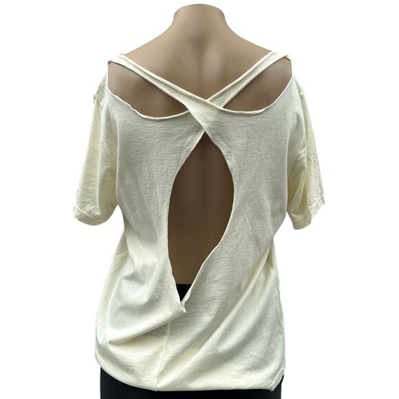 Recycled Karma AC/DC Hells Bells Back In Black Graphic Band Tee Crisscross S - Picture 2 of 8